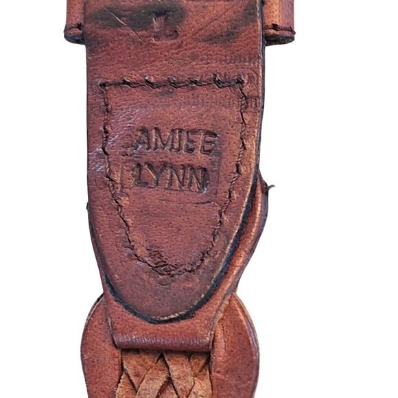 Vintage Classic Aimee Lynn Large Leather Belt Woven Braided Antique Brown 90's - Picture 2 of 16